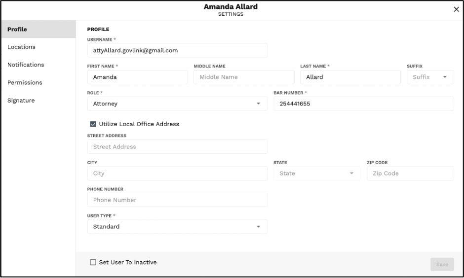 User Management – GovLink Support